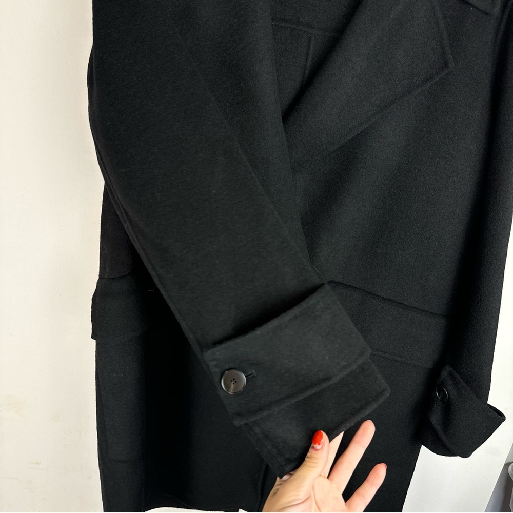 NWT Massimo Dutti Black Double Breasted Pocket Wool Blend Jacket Coat Sz Small - Picture 5 of 16